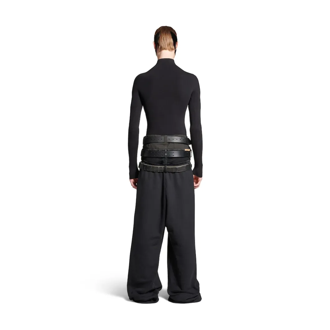 Men's Layered Jogging Pants in Black