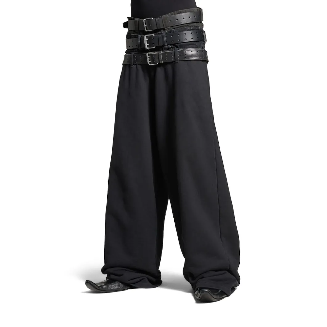 Men's Layered Jogging Pants in Black
