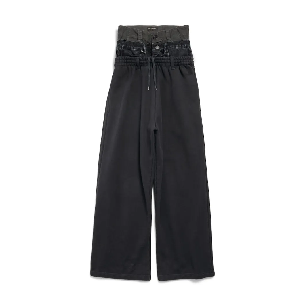 Men's Layered Jogging Pants in Black