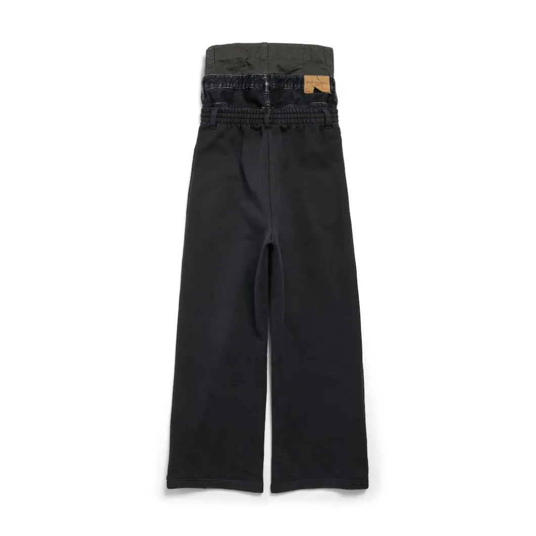 Men's Layered Jogging Pants in Black