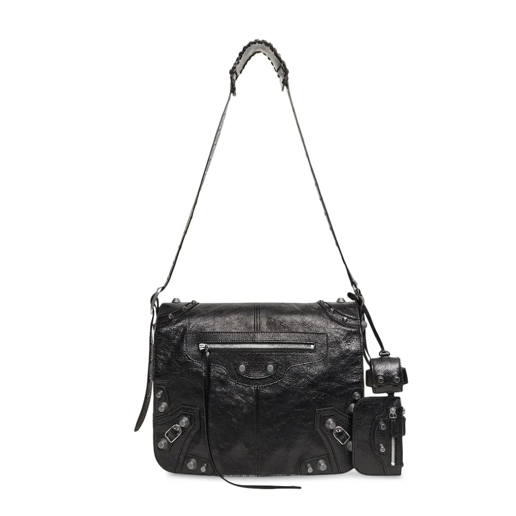 Men's Le Cagole Medium Messenger Bag in Black