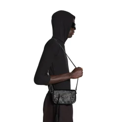 Men's Le Cagole Mini Flap Bag in Black