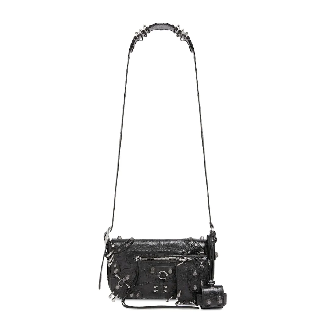 Men's Le Cagole Xs Flap Bag With Piercings in Black
