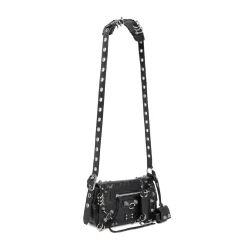 Men's Le Cagole Xs Flap Bag With Piercings in Black