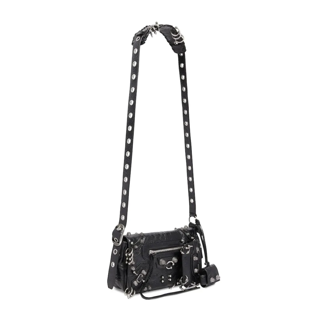 Men's Le Cagole Xs Flap Bag With Piercings in Black
