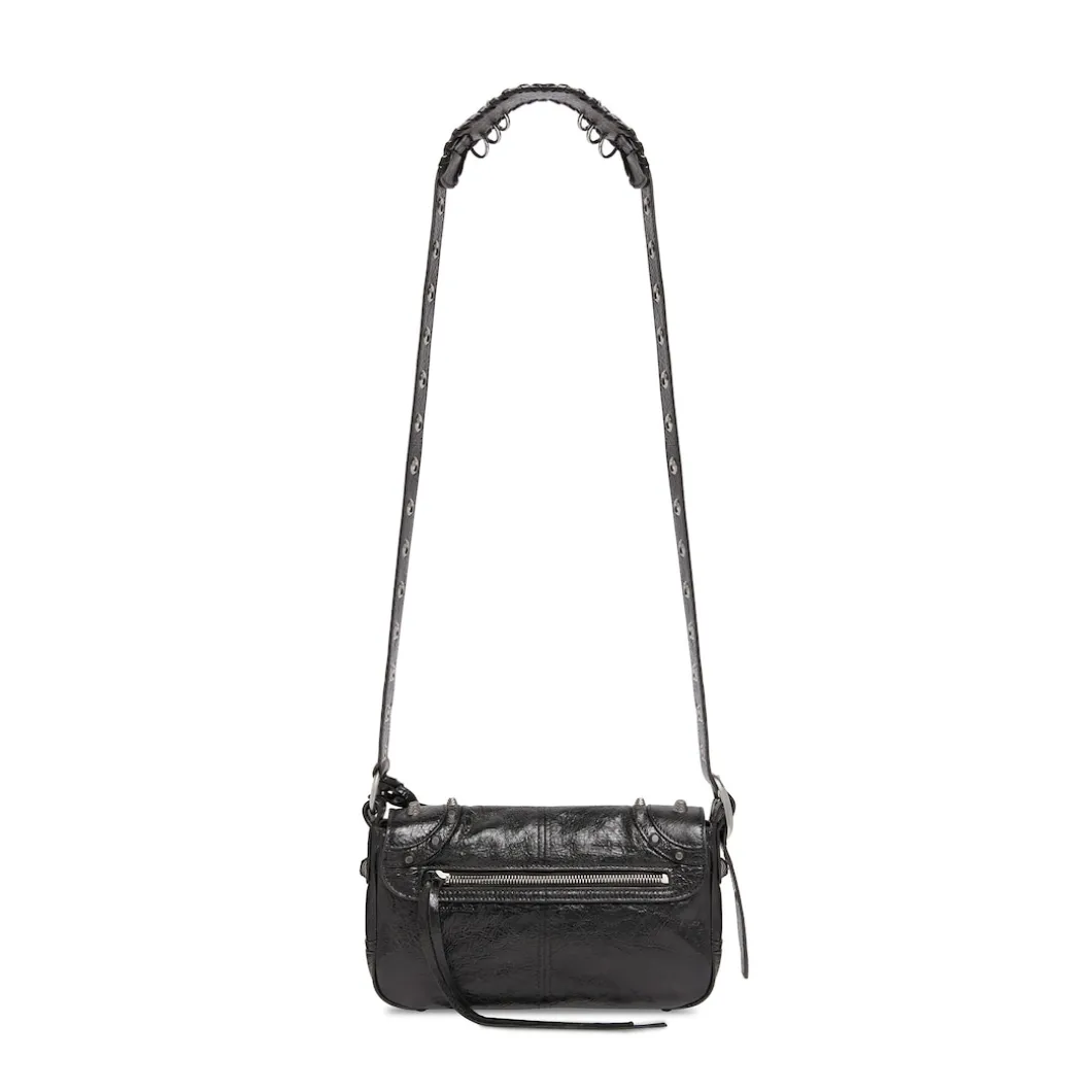 Men's Le Cagole Xs Flap Bag With Piercings in Black