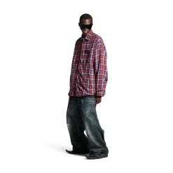 Men's Lined Shirt in Red/blue