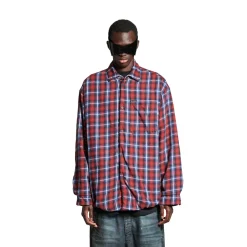 Men's Lined Shirt in Red/blue
