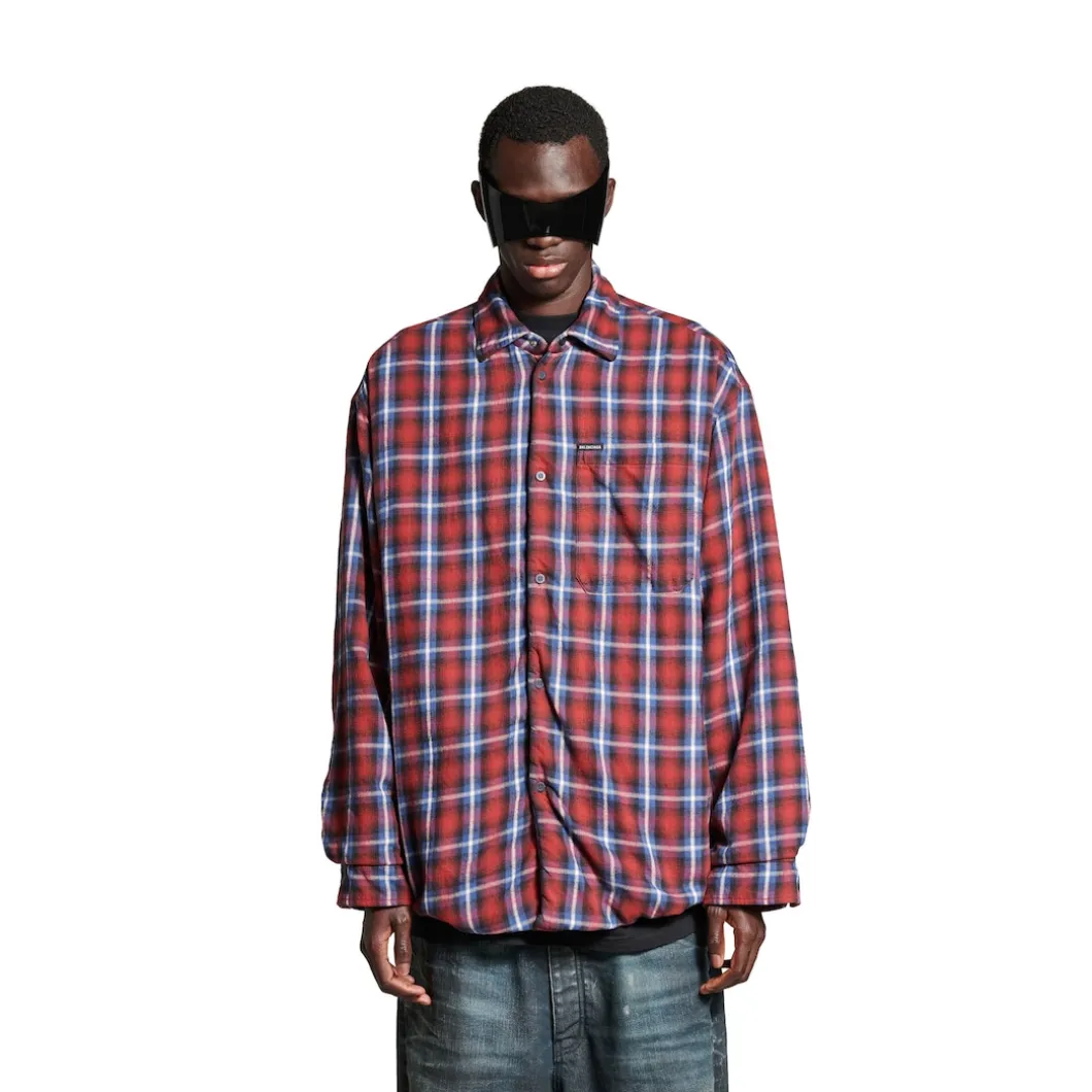 Men's Lined Shirt in Red/blue