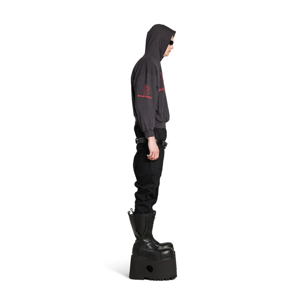 Men's Lion Club Lined Hoodie Regular Fit in Black/red