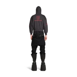 Men's Lion Club Lined Hoodie Regular Fit in Black/red