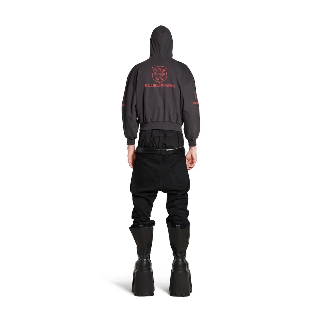 Men's Lion Club Lined Hoodie Regular Fit in Black/red