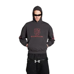 Men's Lion Club Lined Hoodie Regular Fit in Black/red