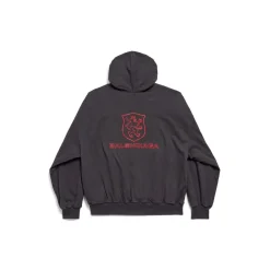 Men's Lion Club Lined Hoodie Regular Fit in Black/red