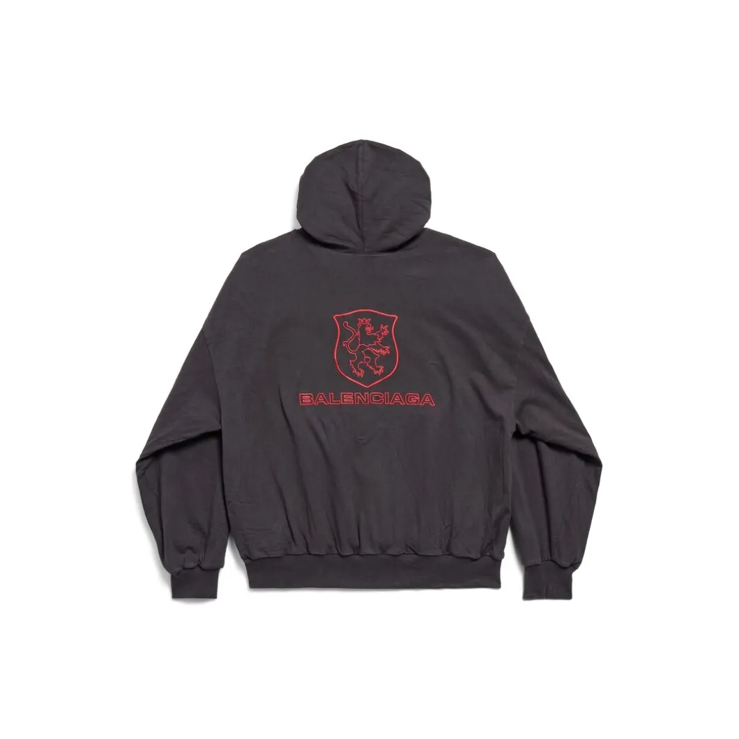 Men's Lion Club Lined Hoodie Regular Fit in Black/red