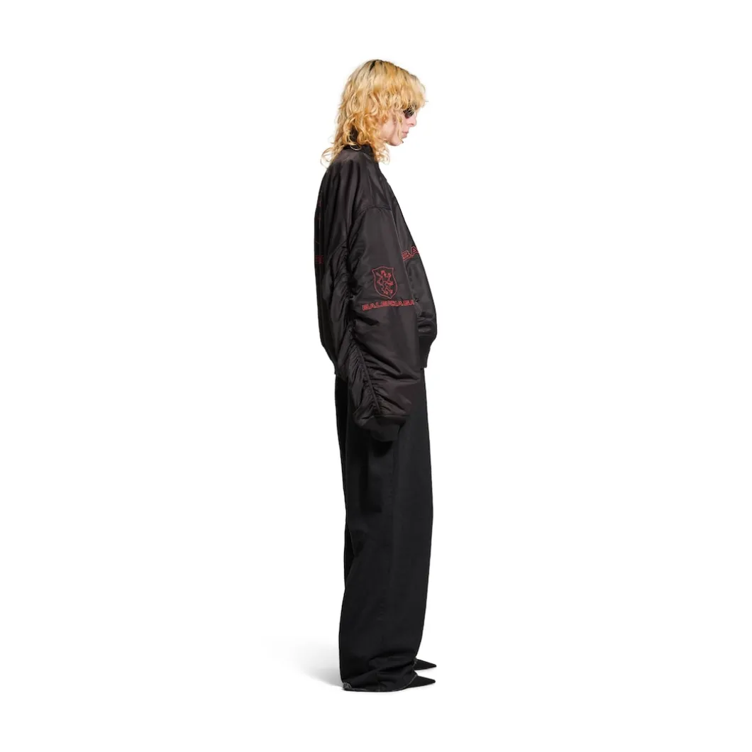 Men's Lion Club Varsity Jacket in Black