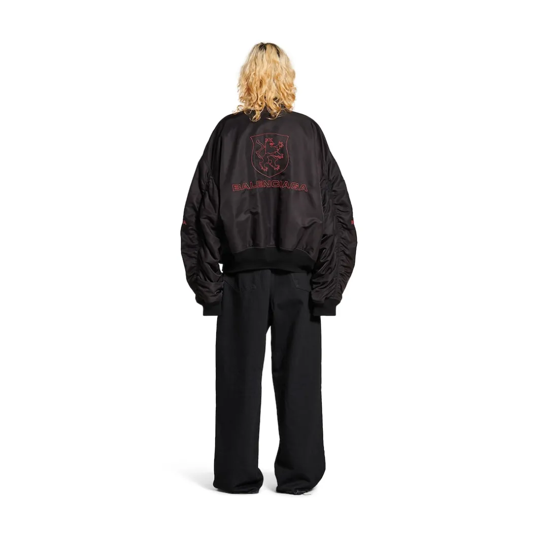 Men's Lion Club Varsity Jacket in Black