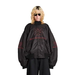 Men's Lion Club Varsity Jacket in Black