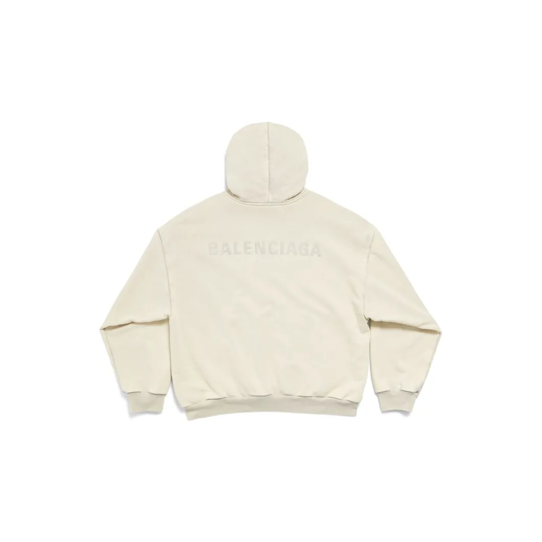 Men's New Balenciaga Back Hoodie Medium Fit in Light Grey