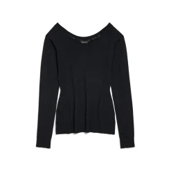 Men's Off Shoulder V-neck Sweater in Black