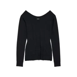 Men's Off Shoulder V-neck Sweater in Black