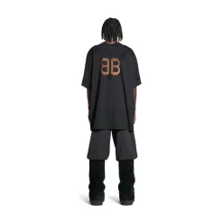 Men's Paris Moon Double Front T-shirt Oversized in Black
