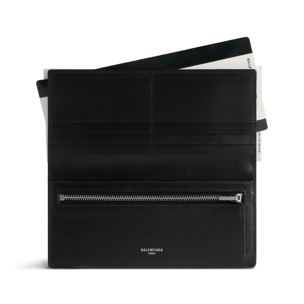 Men's Passport Long Wallet 2 Tickets in Black
