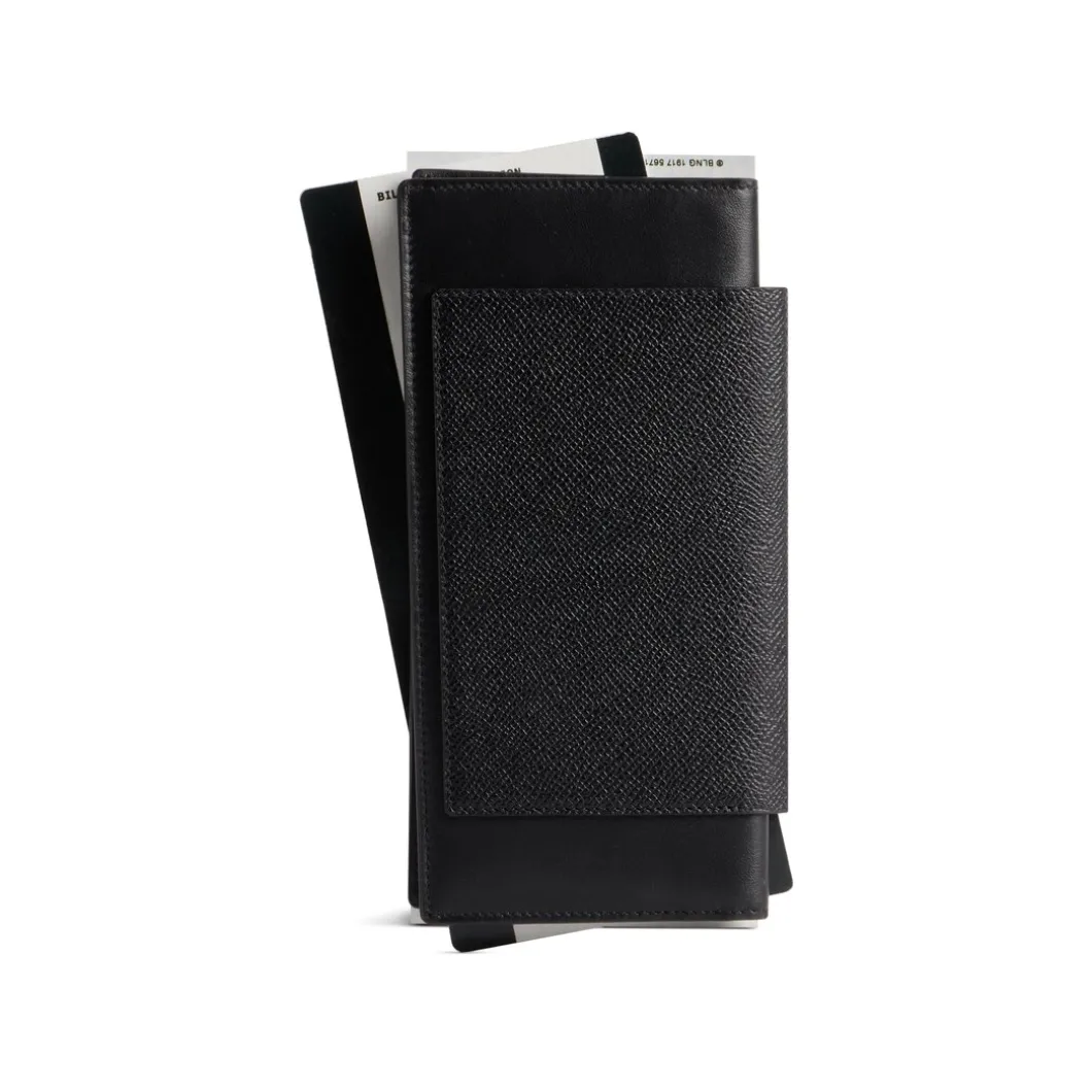 Men's Passport Long Wallet 2 Tickets in Black