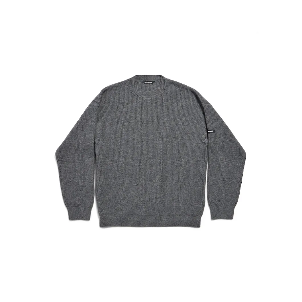 Men's Patch Crewneck Sweater in Grey