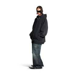Men's Patched Zip-up Hoodie in Black/blue