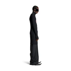 Men's Planet Earth Long Fitted Turtleneck in Black