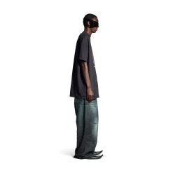 Men's Planet Earth T-shirt Oversized in Black