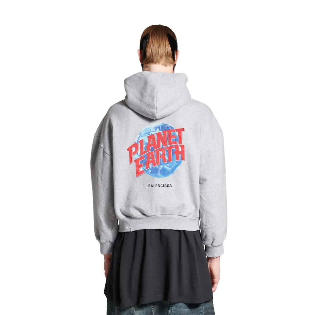 Men's Planet Earth Zip-up Hoodie Regular Fit in Grey