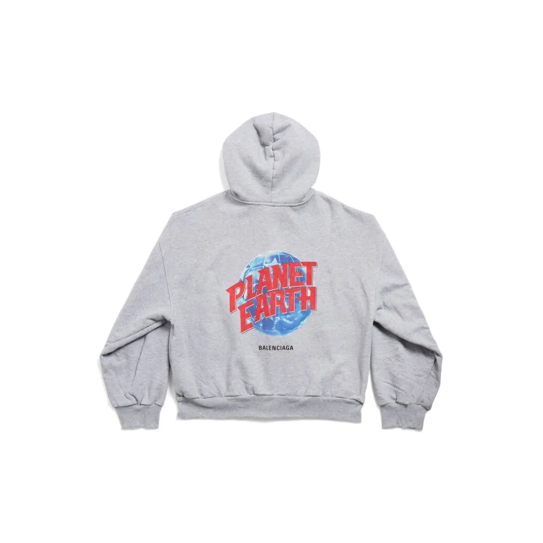 Men's Planet Earth Zip-up Hoodie Regular Fit in Grey