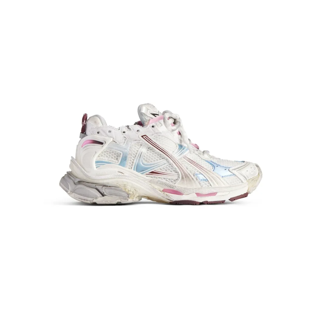 Men's Runner Gradient Sneaker in White/brown/blue/pink/grey
