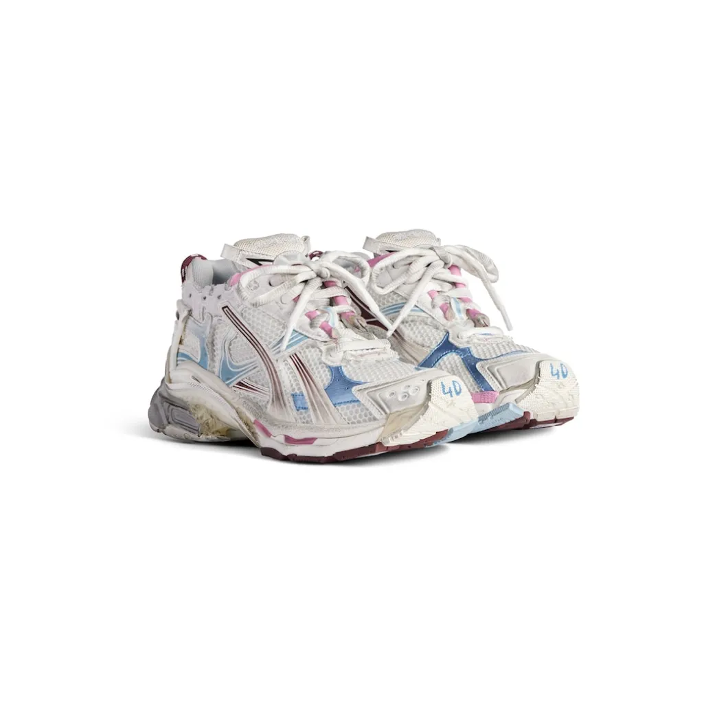 Men's Runner Gradient Sneaker in White/brown/blue/pink/grey