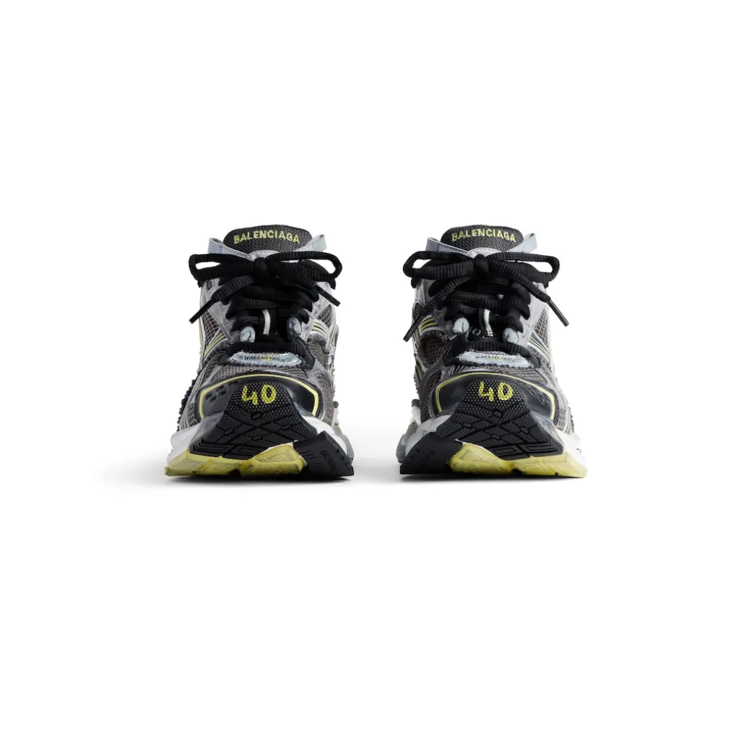 Men's Runner Sneaker in Grey/yellow/white