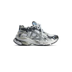 Men's Runner Sneaker in White/beige/grey/blue