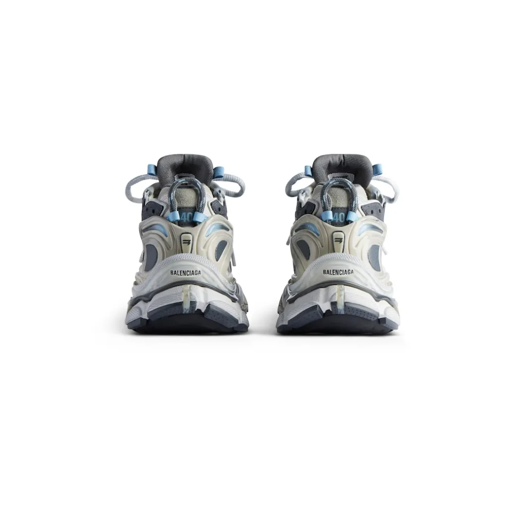 Men's Runner Sneaker in White/beige/grey/blue