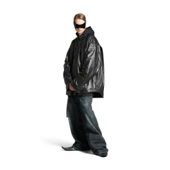 Men's Shirt Parka in Black