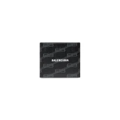 Men's Signature Square Folded Wallet Bb Monogram Coated Canvas  in Black