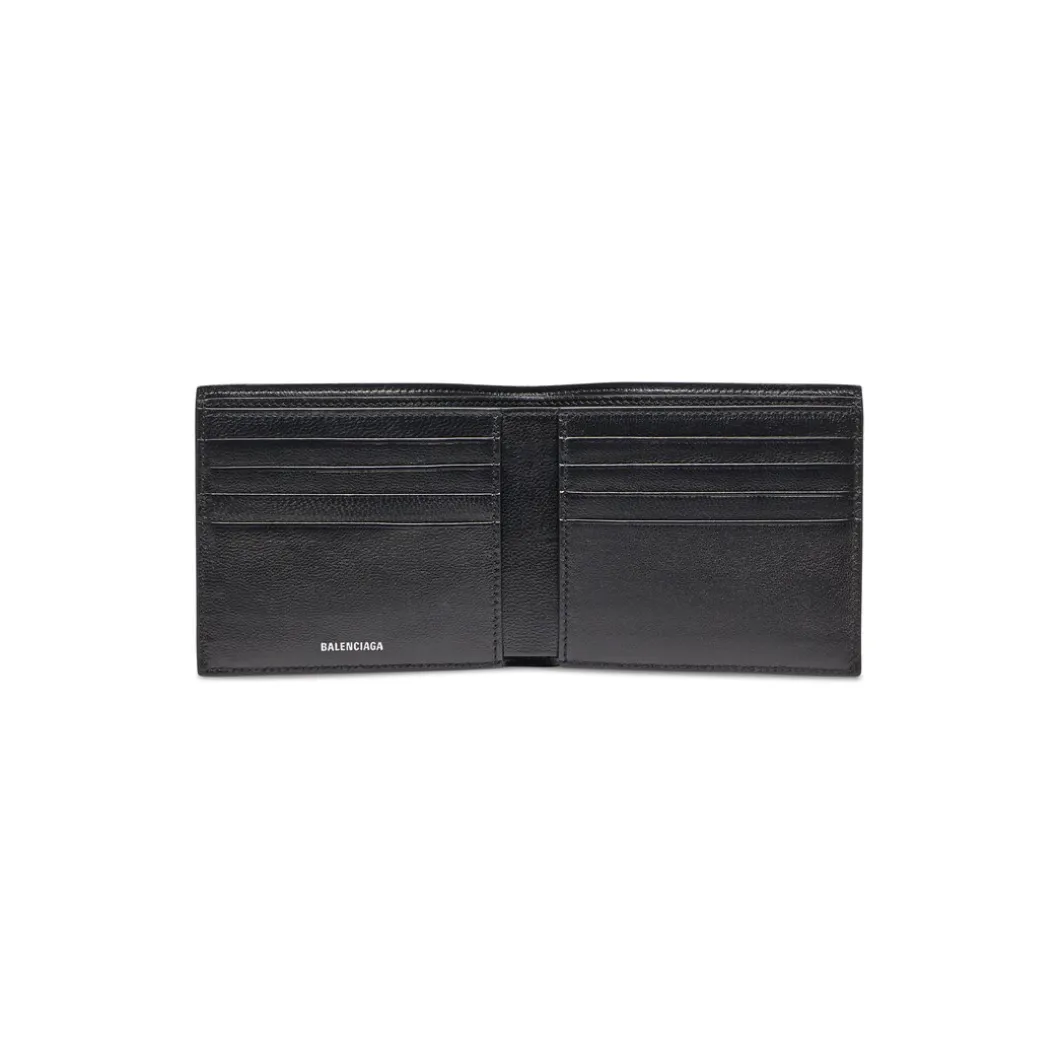 Men's Signature Square Folded Wallet Bb Monogram Coated Canvas in Black