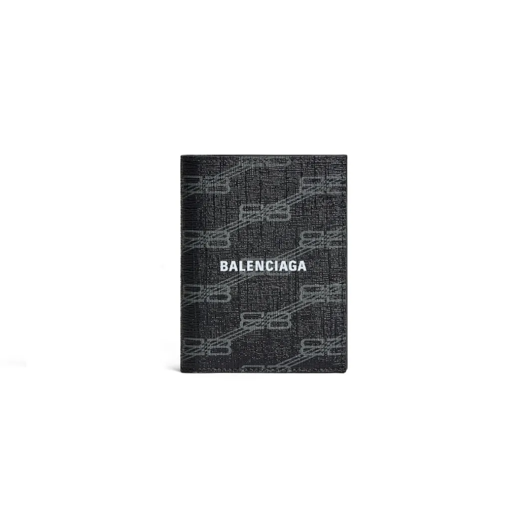 Men's Signature Vertical Bifold Wallet Bb Monogram Coated Canvas in Black/grey