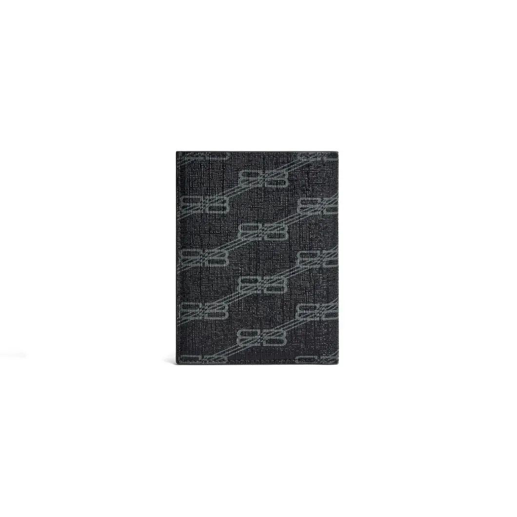 Men's Signature Vertical Bifold Wallet Bb Monogram Coated Canvas in Black/grey