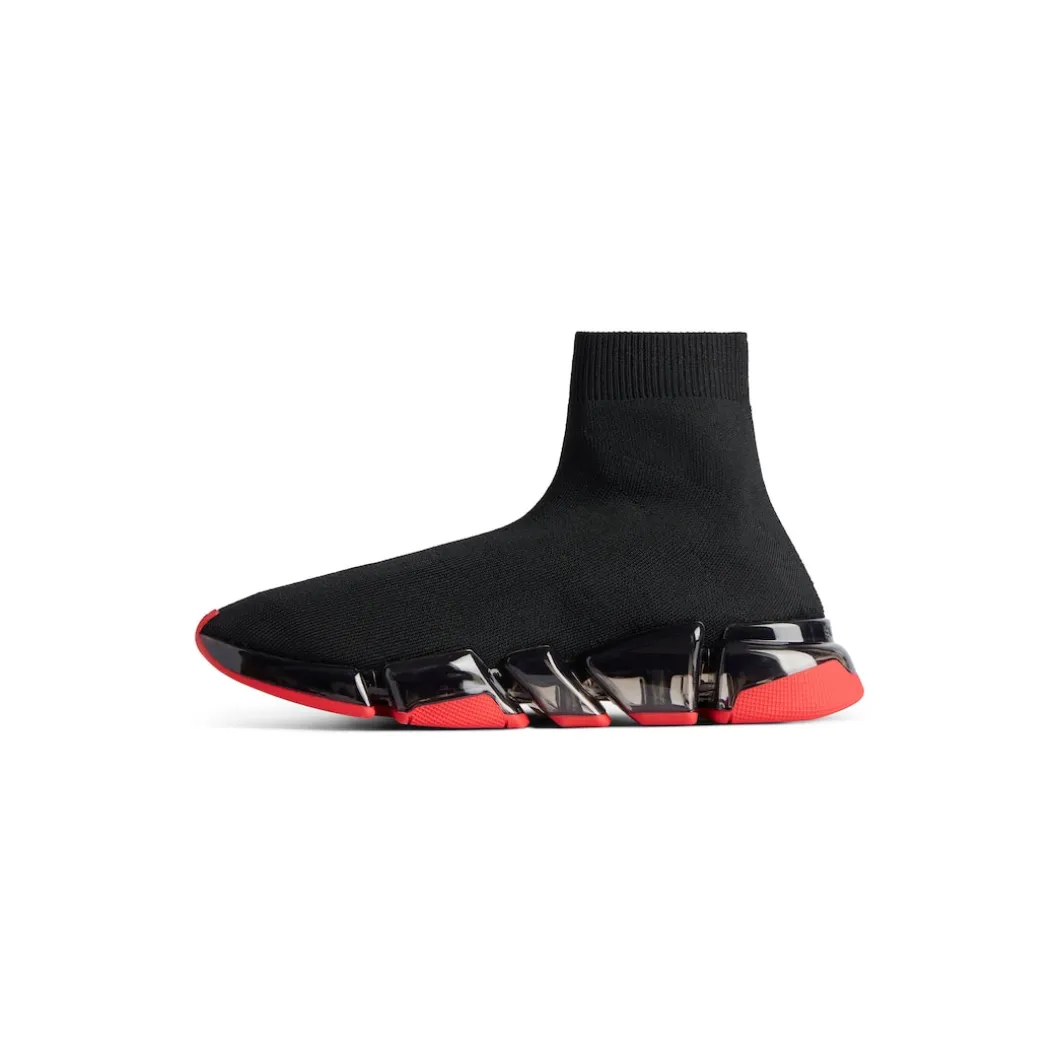 Men's Speed 2.0 Full Clear Sole Recycled Knit Sneaker in Black/red