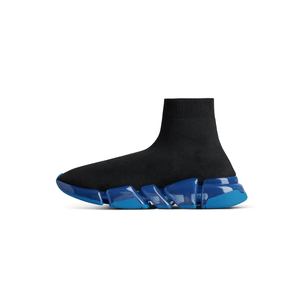 Men's Speed 2.0 Full Clear Sole Recycled Knit Sneaker in Black/blue