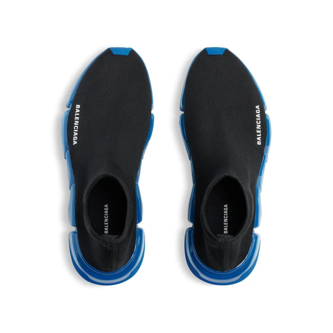 Men's Speed 2.0 Full Clear Sole Recycled Knit Sneaker in Black/blue