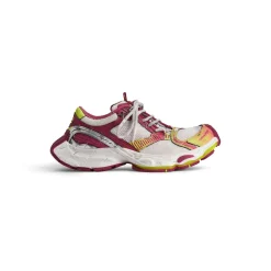 Men's Stapler Sneaker  in White/pink/neon Yellow/silver