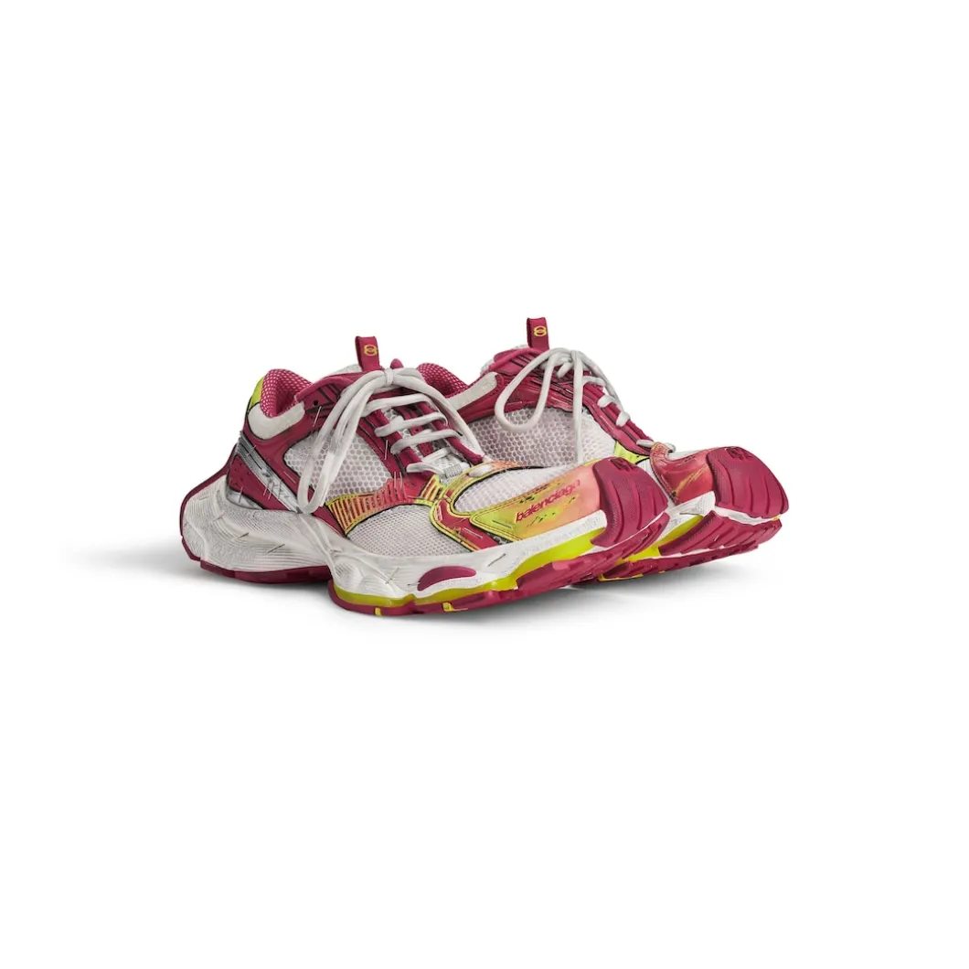 Men's Stapler Sneaker in White/pink/neon Yellow/silver