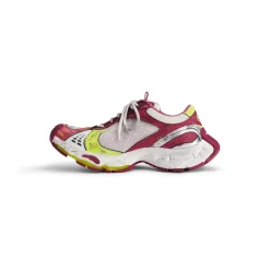 Men's Stapler Sneaker in White/pink/neon Yellow/silver